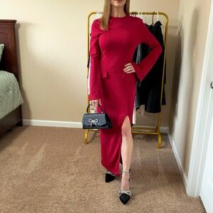 Elegant Red Long Sleeve Dress